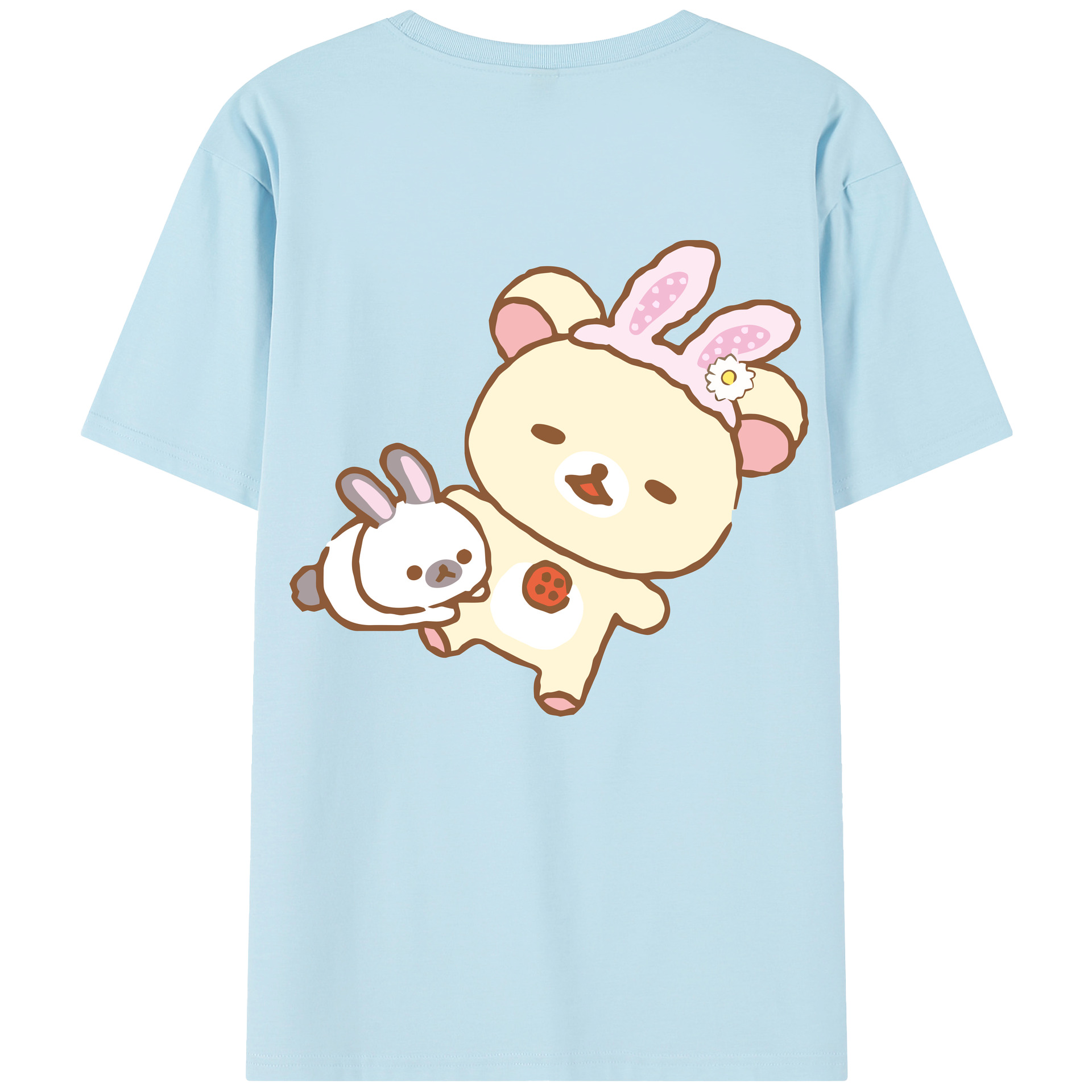 （画像用） リラックマ リラックマ キイロイトリ Rilakkuma Korilakkuma Kiiroitori 綿100％半袖Tシャツ（背面プリント）